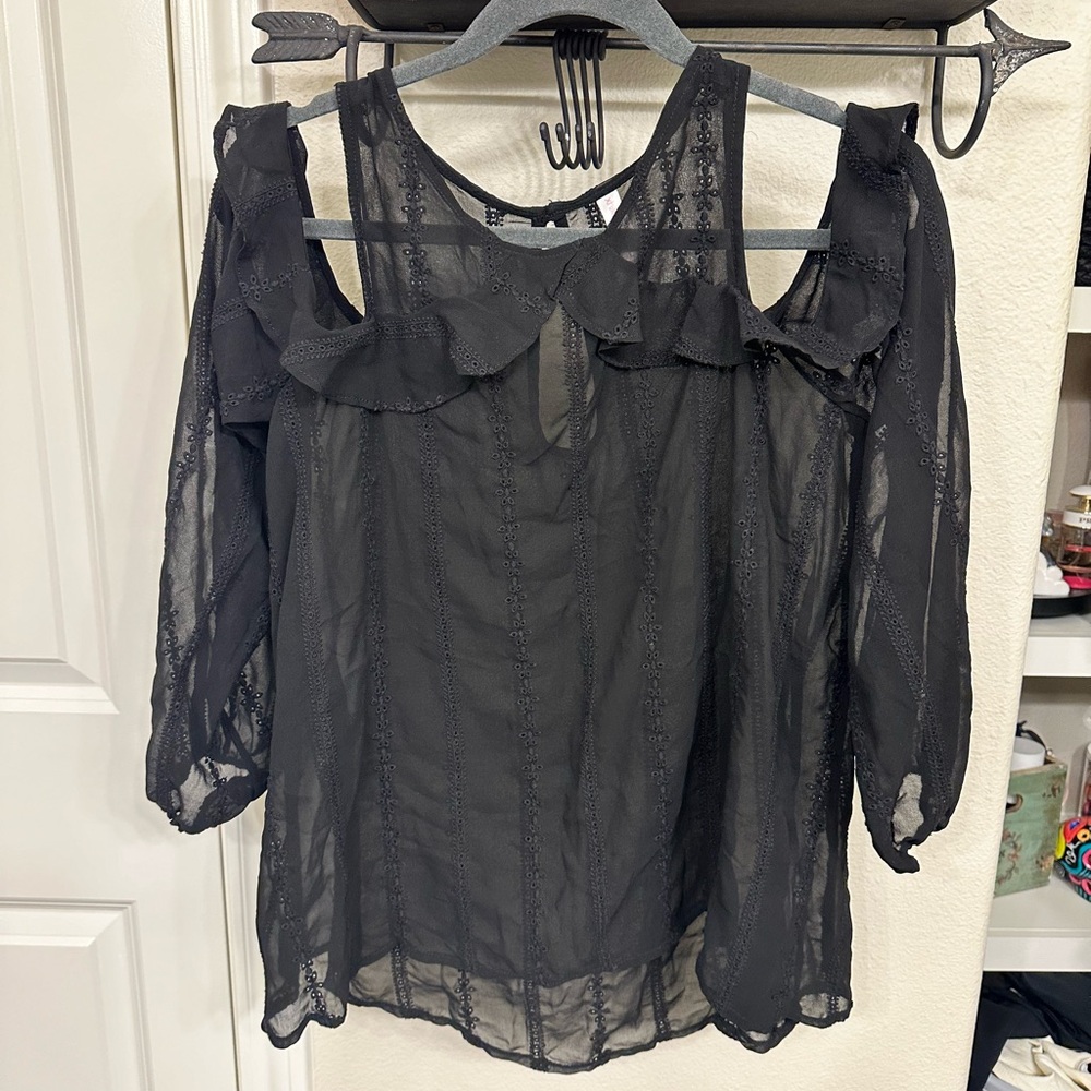 Black Sheer Off the Shoulder Top